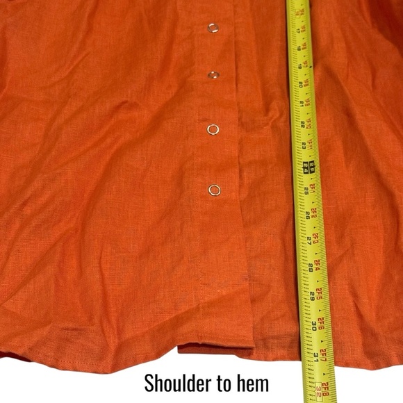 Wear It Orange Button-Up 100% Linen Artsy Lagenlook Summer Size M/L - Picture 9 of 9